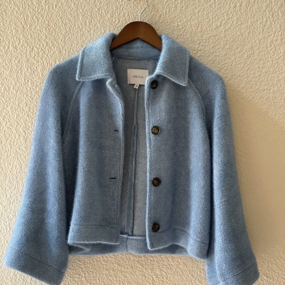 Anthropologie Greylin Blue Jacket Regular/Classic Button Front Jacket S - Picture 5 of 13